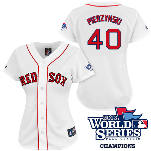 A-J Pierzynski #40 mlb Jersey-Boston Red Sox Women's Authentic 2013 World Series Champions Home White Baseball Jersey